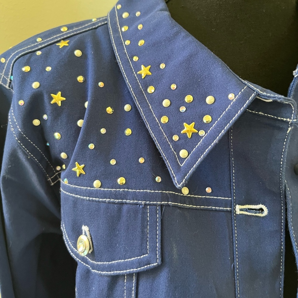 NWOT Quacker Factory L Royal Blue Star-Studded Jacket. Cotton & Spandex - Picture 4 of 16